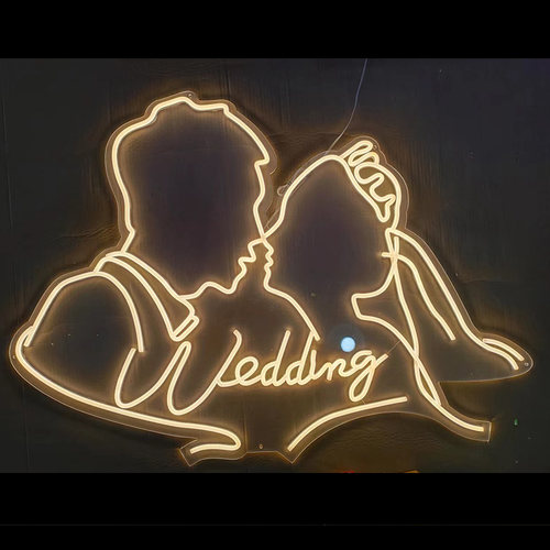 婚礼logo婚庆头像背景装饰霓虹灯发光喜字求婚灯牌人像剪影定制