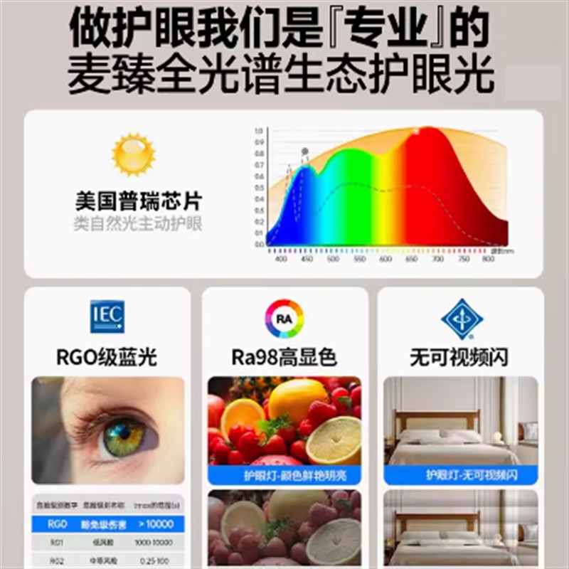 普瑞学习护眼灯嵌入式led石膏板吊顶书桌房长条办公室超薄吸顶灯