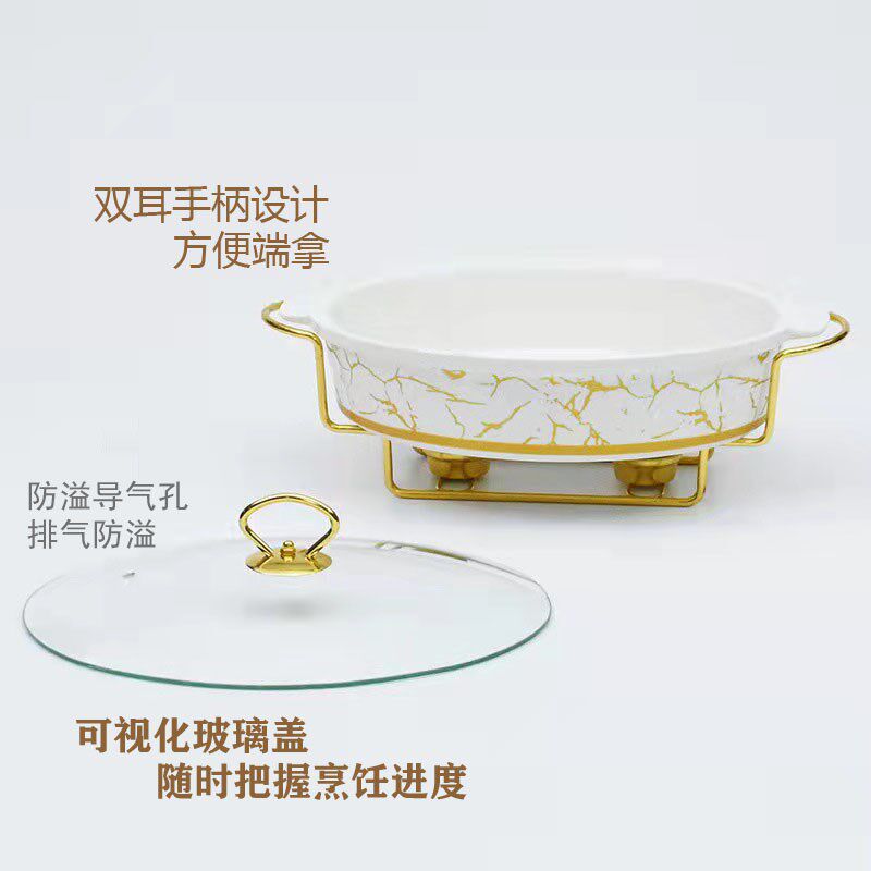 陶瓷加热干汤锅酒店会所保温餐具诸葛蒸烤鱼盘菜盘明炉家用酒精炉