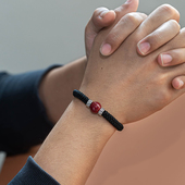 本命年旗舰店纯银朱砂珠手链粗编织手绳红绳男士 佩戴饰品手链礼物