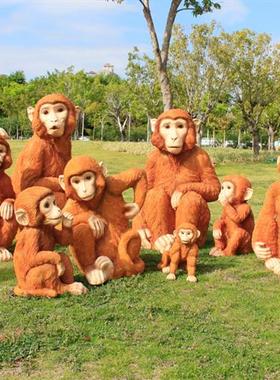 户外花园仿真猴子摆件树脂玻璃钢动物雕塑模型园林装饰品假山摆设