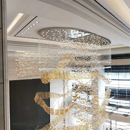 大型非标工程水晶吊灯餐厅售楼部大厅装饰楼梯灯酒店前台水晶灯具