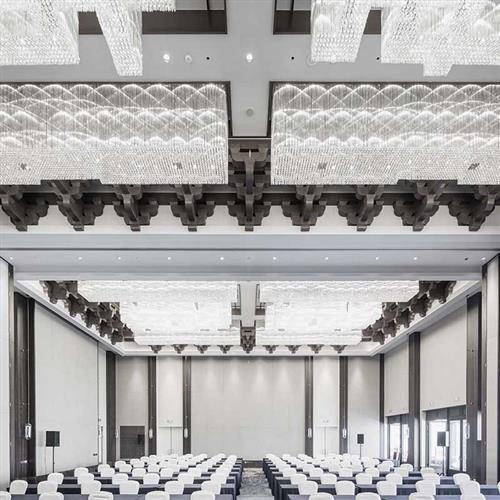 现代大气水晶玻璃棒多层圆形吊灯酒店公司大堂商场中空非标灯