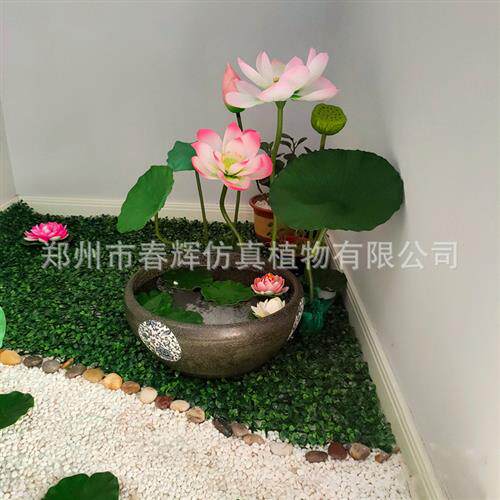 郑州绿植造景室内盆栽干树枝干花松树摆件大型仿真绿植造景组合