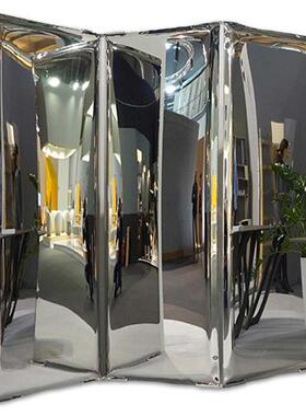 定制轻奢不锈钢雕塑落地镜面屏风装饰品客餐厅办公室酒店别墅摆件
