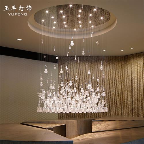 现代简约雨滴婚礼客厅餐厅吊灯宴会厅装饰灯复式楼别墅楼梯吊线灯