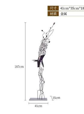 不锈钢镂空梅花鹿雕塑长角鹿摆件酒店大堂售楼处足浴艺术装饰美陈
