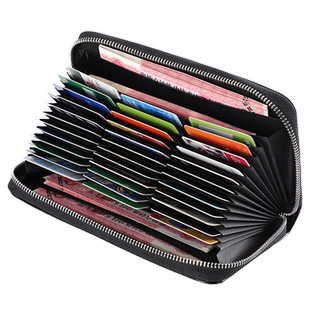 防盗刷真皮拉链大容量30多卡位卡包风琴卡片包男女式多功能钱包