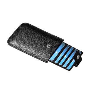防盗刷真皮卡夹 层叠式抽拉小卡包男女式 轻薄小巧卡片包证件卡套