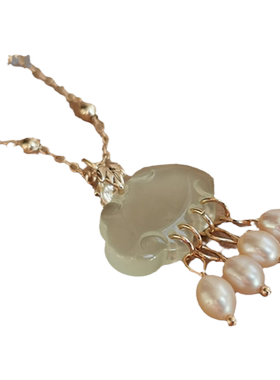 清平乐古风保色金项链珍珠岫玉软璎珞玉石宋制汉服配饰手脚链时尚