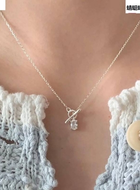新款韩版小s9吊25纯银精致小巧几何锆拨石动项链女锁骨链简约众ot