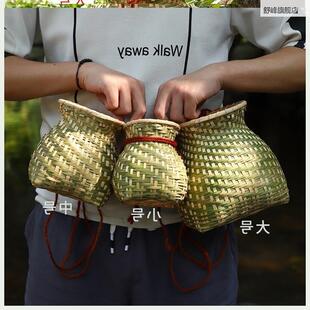 ..叶摘叶腰搂篓鱼装鱼鱼篓装纯鱼茶袋户外竹编采茶篓手工鱼筐编-