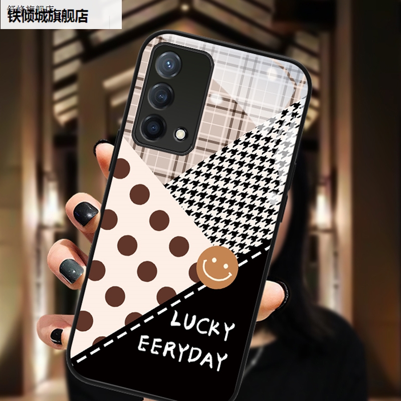 新款拼接格纹手机壳镜头全包防摔钢化玻璃高级感创意豹纹软边框防