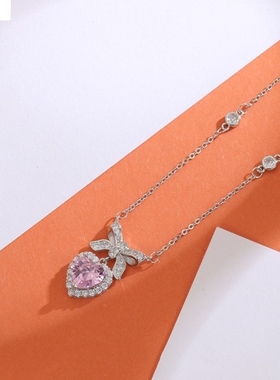 范琪公主少女结项链女生小众设计爱心蝴蝶结锁骨链女饰品厂家潮流