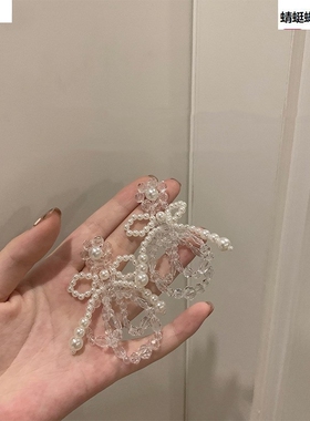 韩版年新款工长款蝴蝶结串珠夸张大花朵耳钉女气质12网红耳环韩版