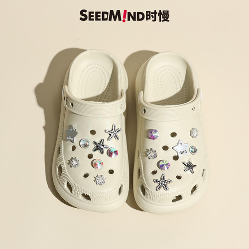 泡芙洞洞鞋eva一体式星星海边