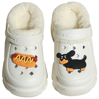 可爱厚底加绒洞洞鞋冬款女可拆卸