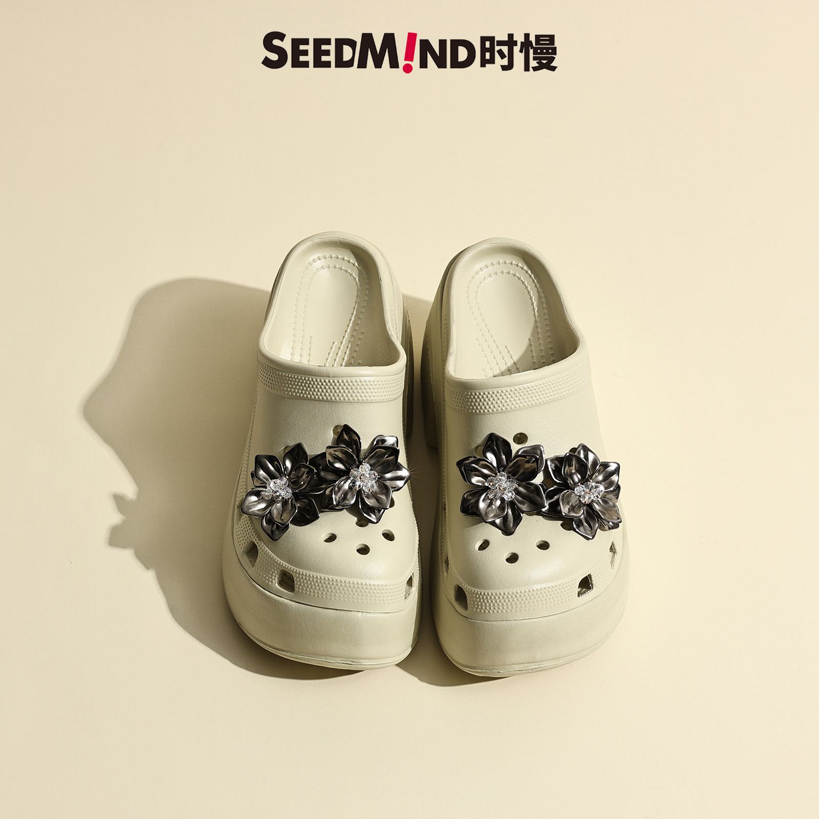 Seedmind法式花朵两穿超高跟婚鞋图片
