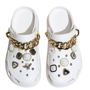 时慢凉鞋女2026年新款洞洞鞋女款外穿链条水钻小香风拖鞋夏款甜酷