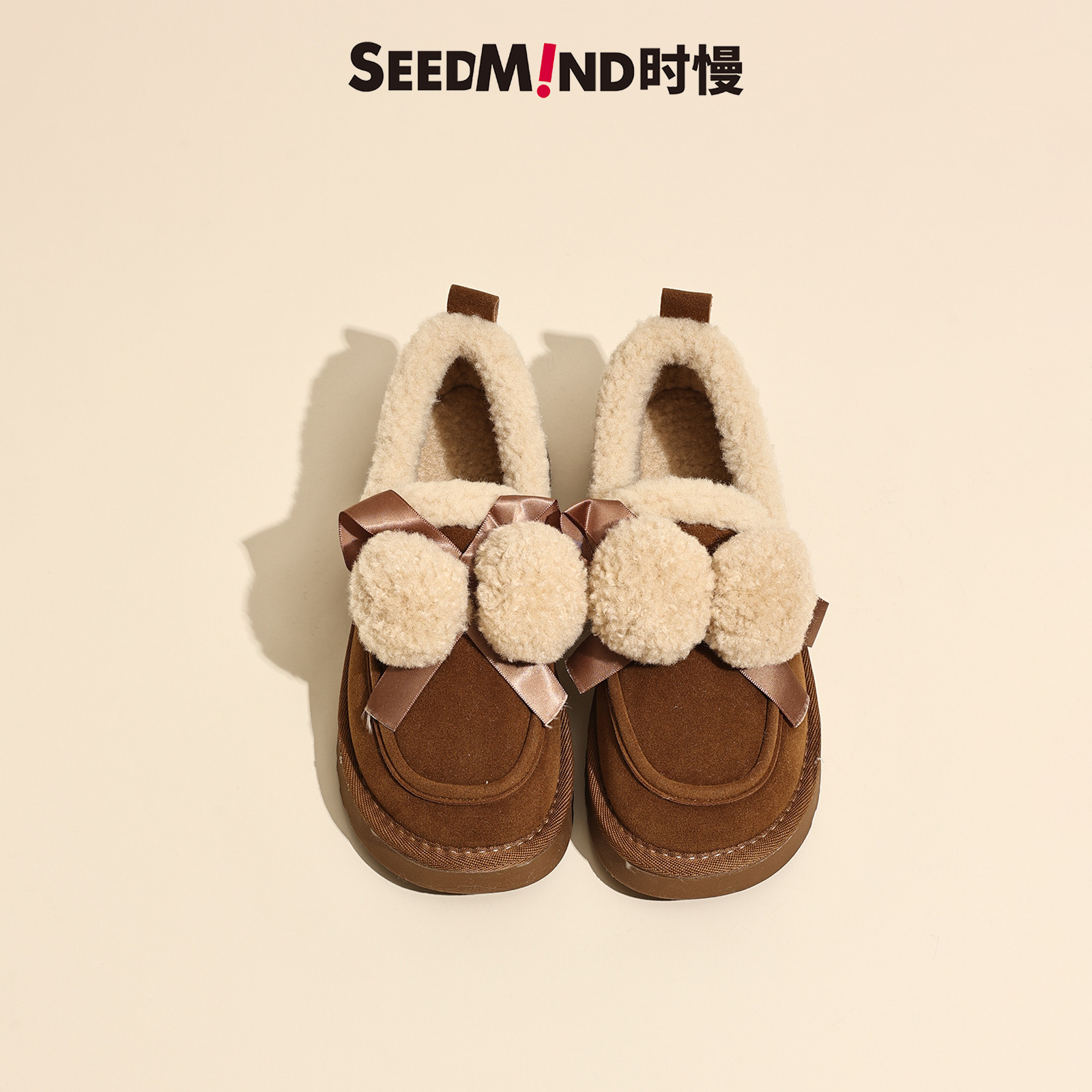Seedmind蝴蝶结雪地靴可爱到我了~ 法式秀禾婚纱高跟两穿新娘婚鞋