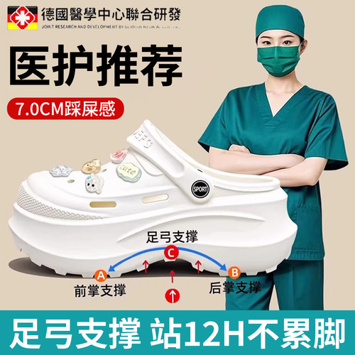 7CM厚底洞洞鞋足弓支撑增高显瘦