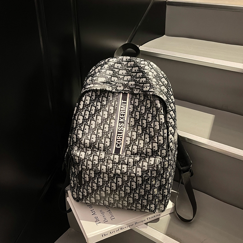 潮流字母印花双肩包男女生大容量