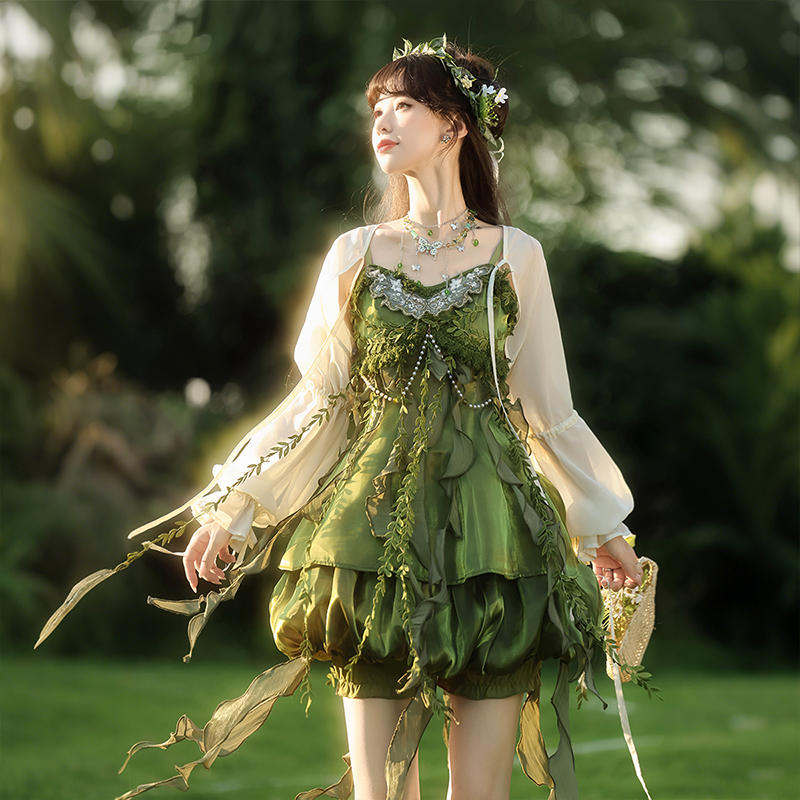 设计师的礼物原创森雾lolita国风汉元素新中式上衣吊带裙半裙套装