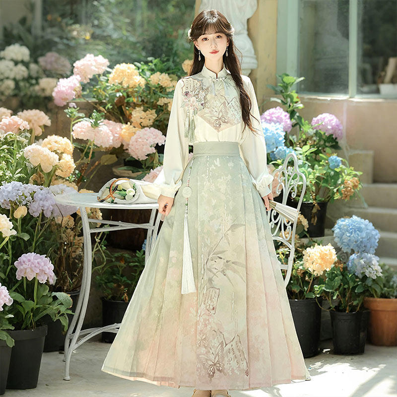 设计师的礼物原创画中仙汉服女中国风汉元素新中式上衣半裙套装图片