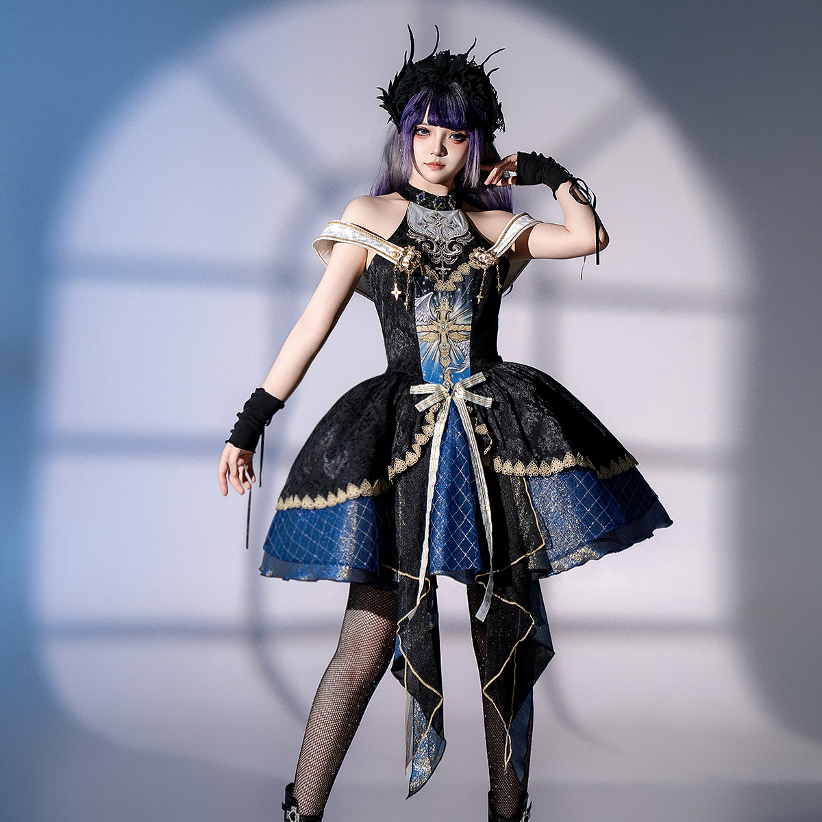 设计师的礼物原创十字宇宙女连衣裙日常可爱Lolita赛博朋克未来感