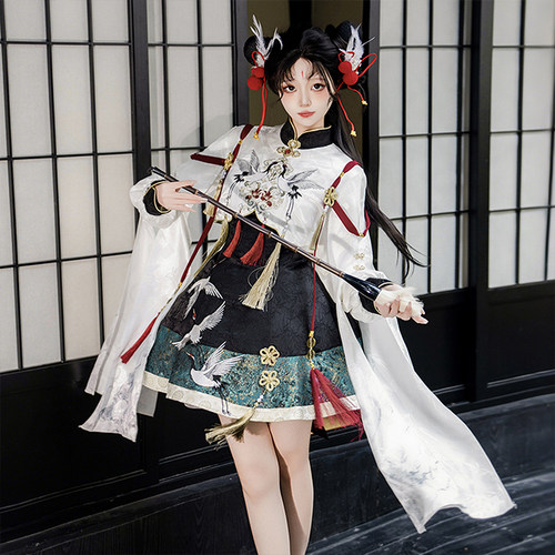 设计师的礼物原创鹤仙师汉服女中华风汉元素Lolita外披连衣裙套装