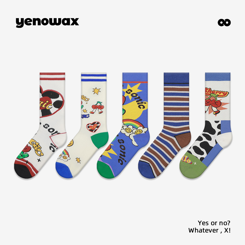 YNWX女玛丽珍可爱卡通中筒袜