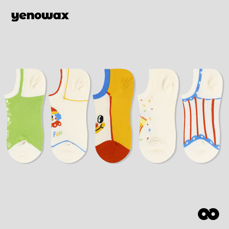 船袜女防滑不掉跟吸汗透气棉袜卡通插画春夏薄款低帮短袜浅口袜子