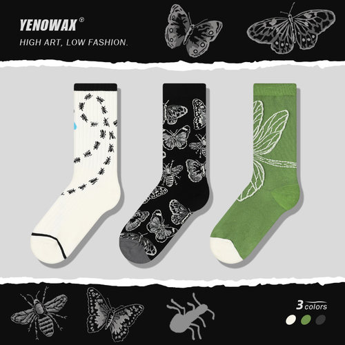 YNWX春秋款中筒棉袜女士潮袜