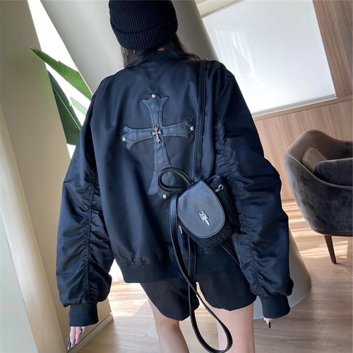 十字架重工拼皮刺绣飞行员棒球服