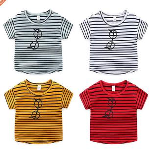 High quality 2022 kids T-shirt Summer boys girls stripe Prin