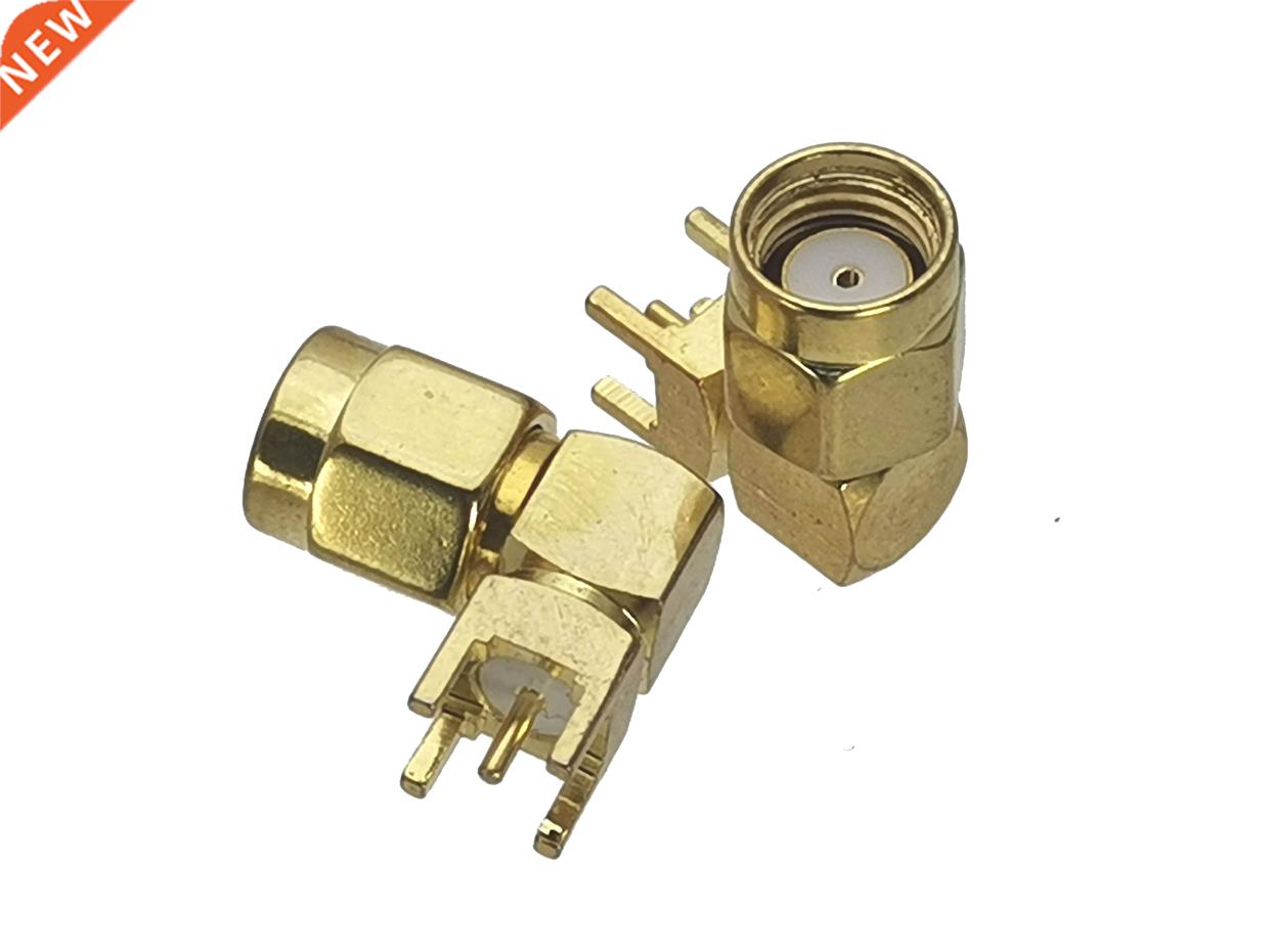 1Pcs Connector RP-SMA RPSMA Male jack Right Angle Solder PCB