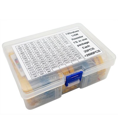 2600pcs/lot 130 Values 1/4W 0.25W 1% Metal Film Resistors As