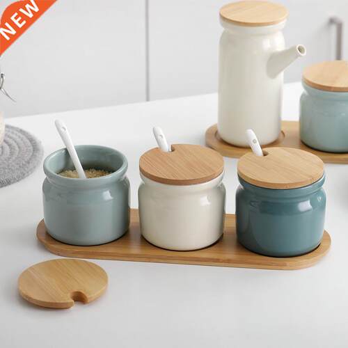 Ceramic Spice Rack Salt Shaker And Pepper Shaker Oil Bottle