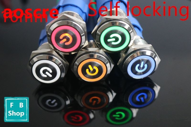 1Pcs 16mm Self-locking LED light 3V 5V 6V 12V 24V 36V 110V 2
