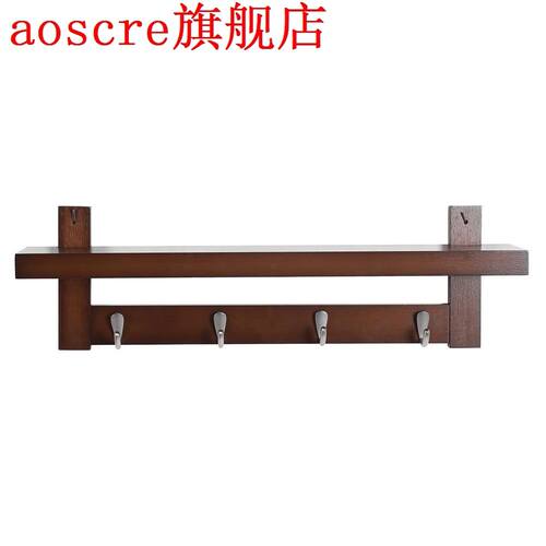 Solid wood 4 Hooks Wall Mounted Coat Hanger Storage Rack Hat