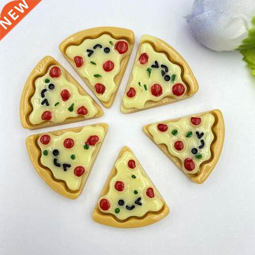 10pcs Hand-painted resin imitation Mini Pizza Flat back Min