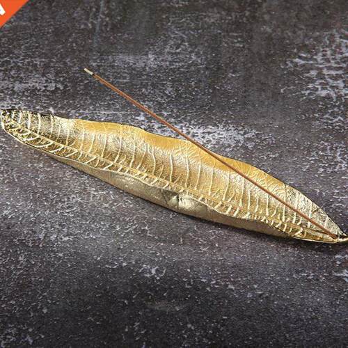 Gold Leaf Backflow Incense Burner Aromatherapy Fragrance Hol