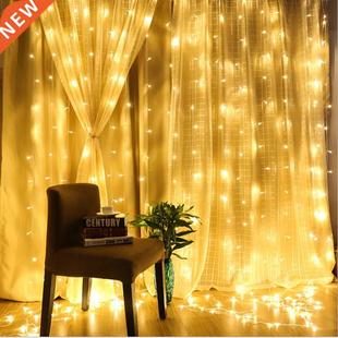 3X3/6X LED Curtain String Light Icicle Lights Christmas Fa