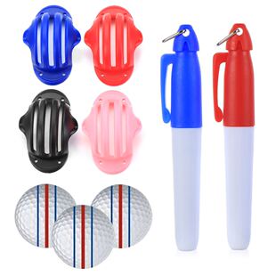 1 Set Golf Ball Triple Track 3 Line Marker Chrome Stencil +2