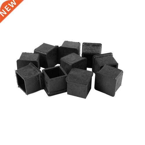 10 Pieces Black Square Rubber Foot Caps Tube Caps Protective