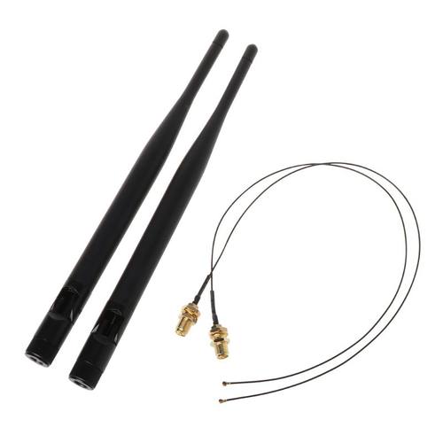 2x 6dBi M.2 IPEX MHF4 U.fl Cable to RP-SMA Wifi Antenna Sign