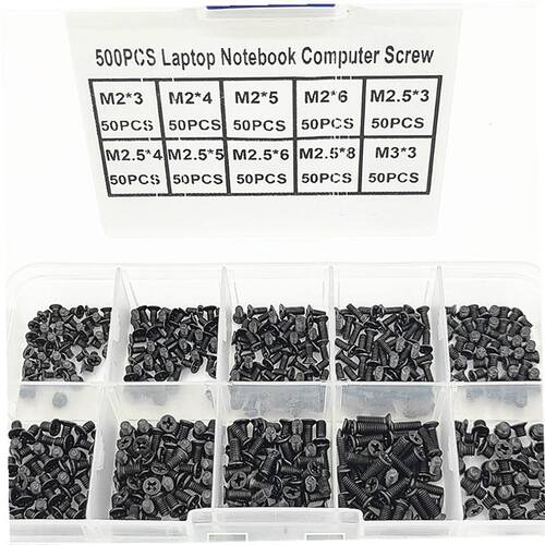 500Pcs M2 M2.5 M3 KM Screw Flat Head Phillips Screws Laptop