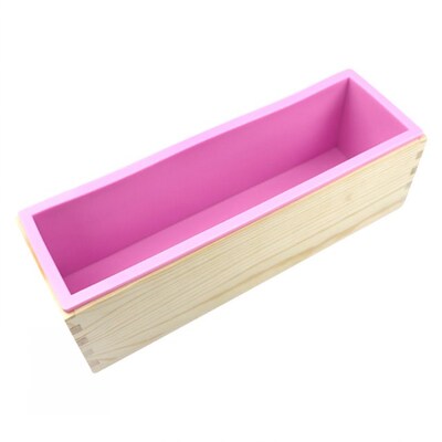 1200ML Silicone Soap Mold Rectangular Wooden Box with Flexib