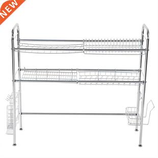 Stainless Steel Plates Bowls Storage Rack Dishes Drying Shel