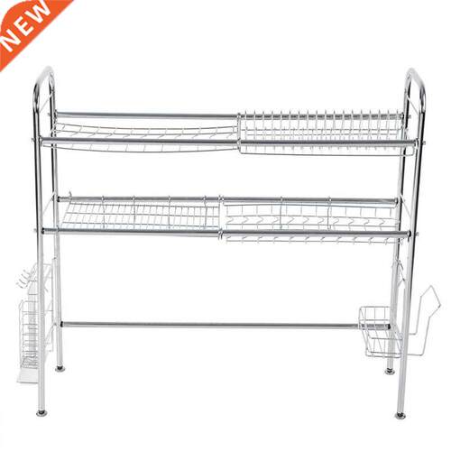 Stainless Steel Plates Bowls Storage Rack Dishes Drying Shel